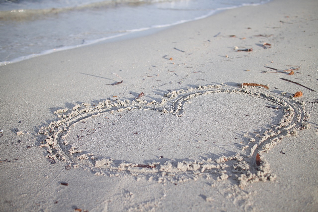 image d'un coeur sur la plage